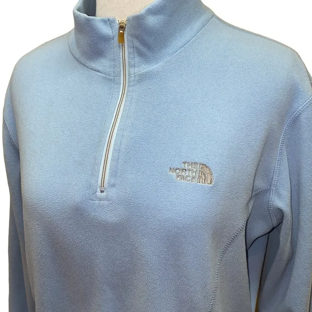 The North Face TKA 100 Light Blue 1/4 Zip Fleece Pullover Size Medium